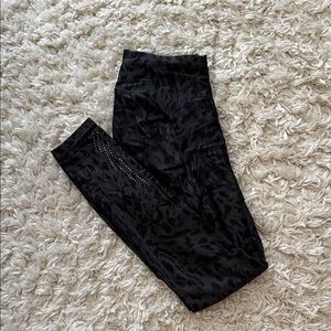 CALIA Black Leopard Print Leggings w Rhinestone Detail Side Pockets